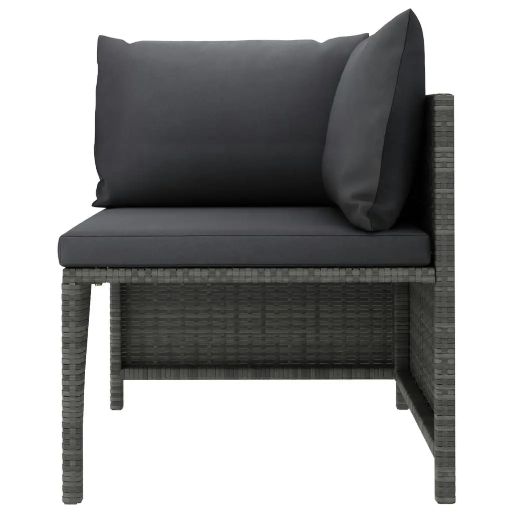 4 Piece Garden Lounge Set with Cushions Poly Rattan Grey 313502