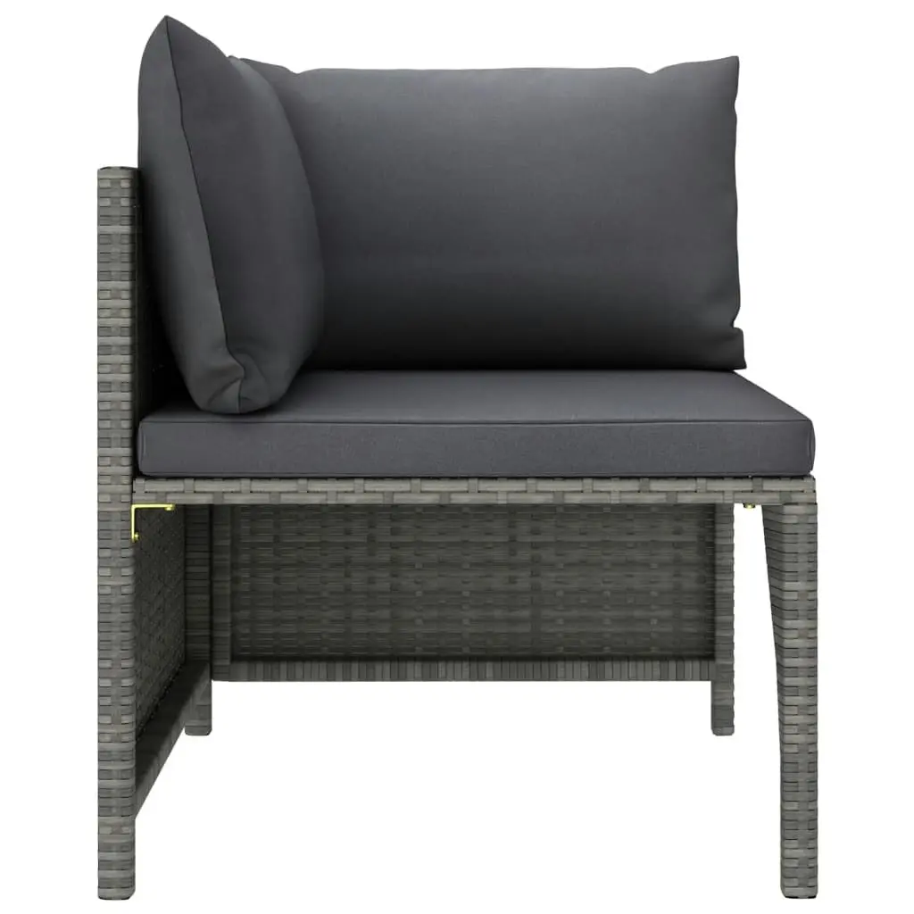 4 Piece Garden Lounge Set with Cushions Poly Rattan Grey 313502