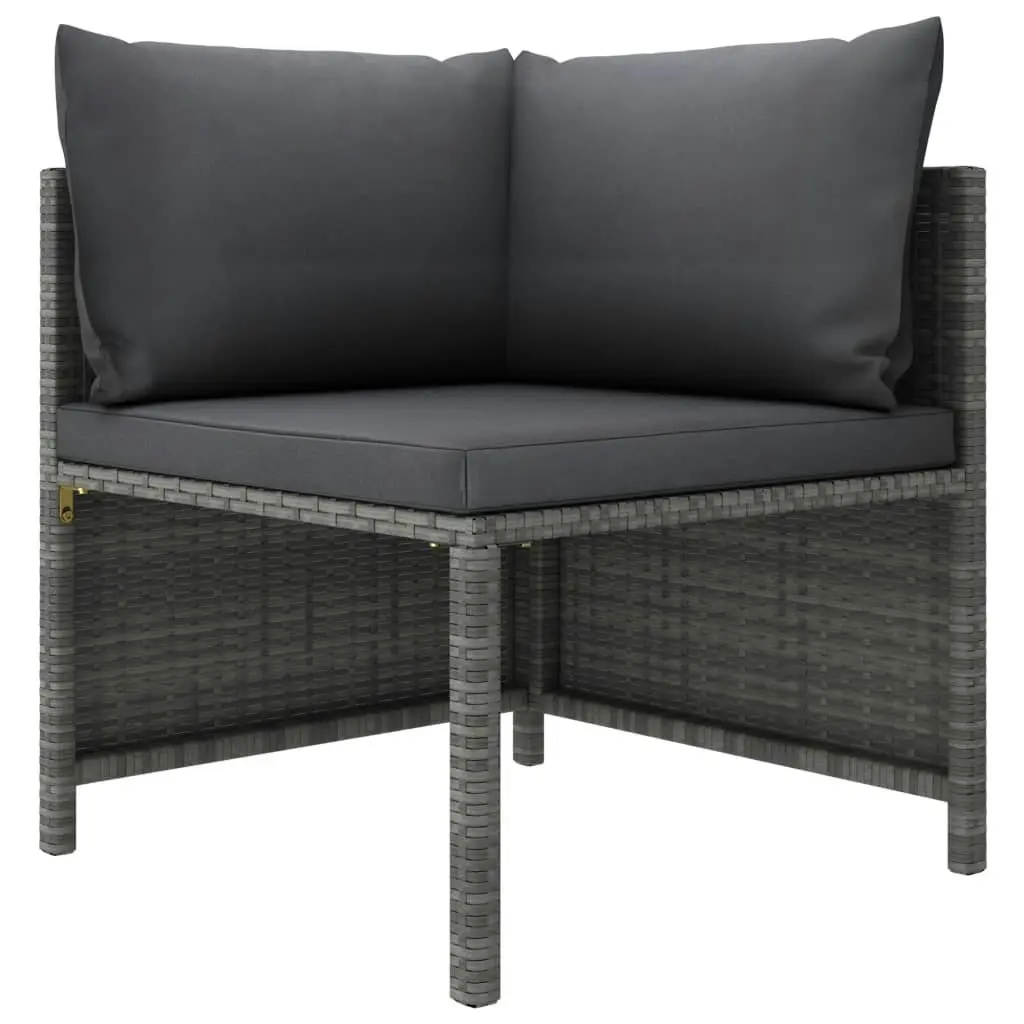 4 Piece Garden Lounge Set with Cushions Poly Rattan Grey 313502