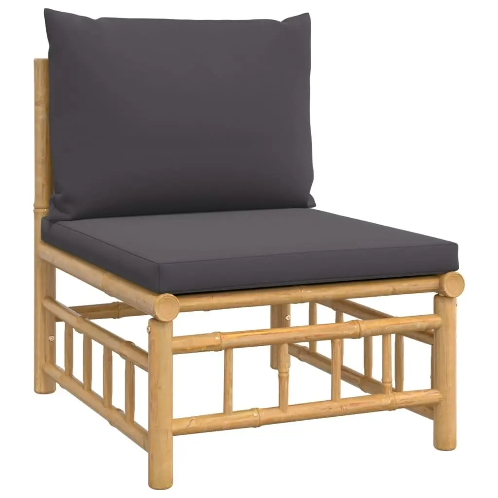 3 Piece Garden Lounge Set with Dark Grey Cushions Bamboo 362305