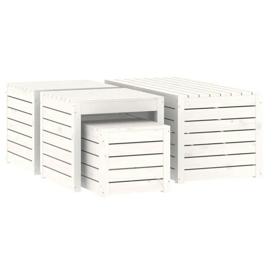 4 Piece Garden Box Set White Solid Wood Pine 3154667