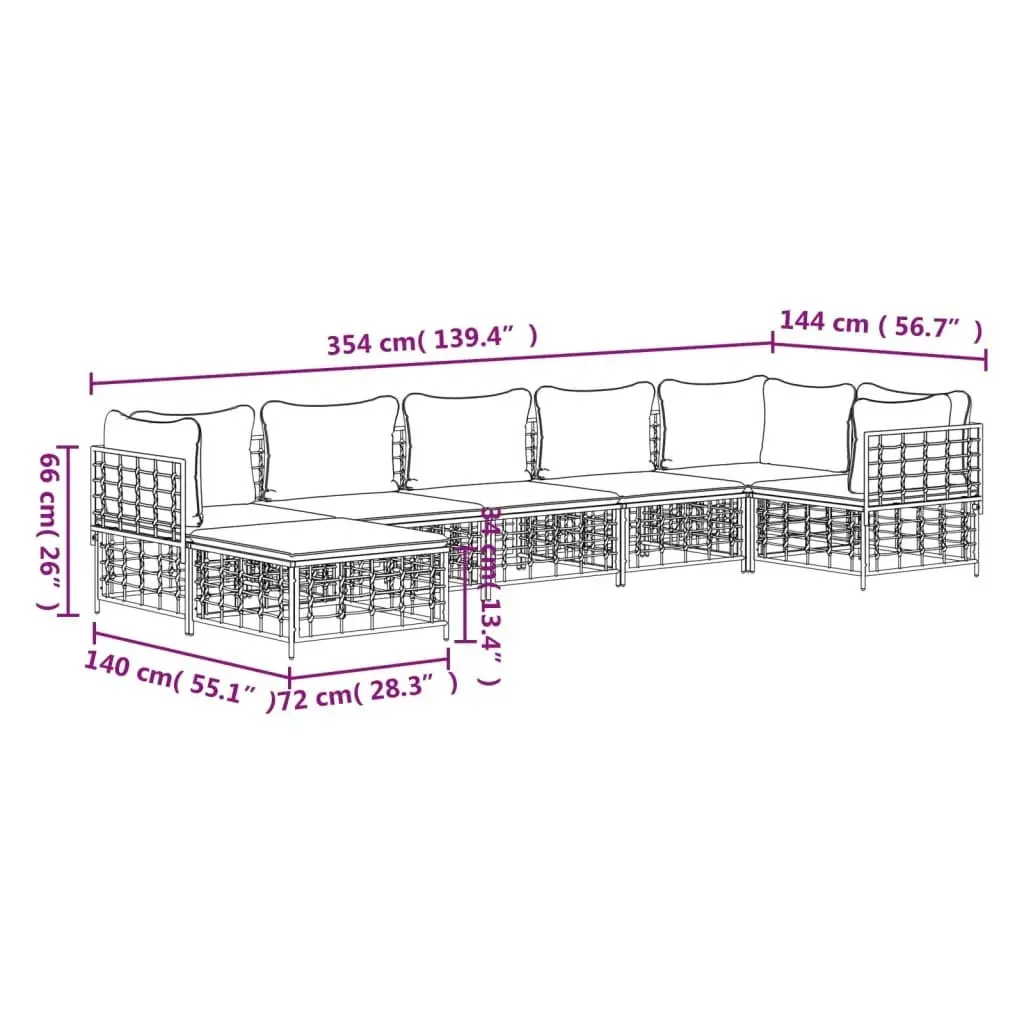 7 Piece Garden Lounge Set with Cushions Anthracite Poly Rattan 3186775