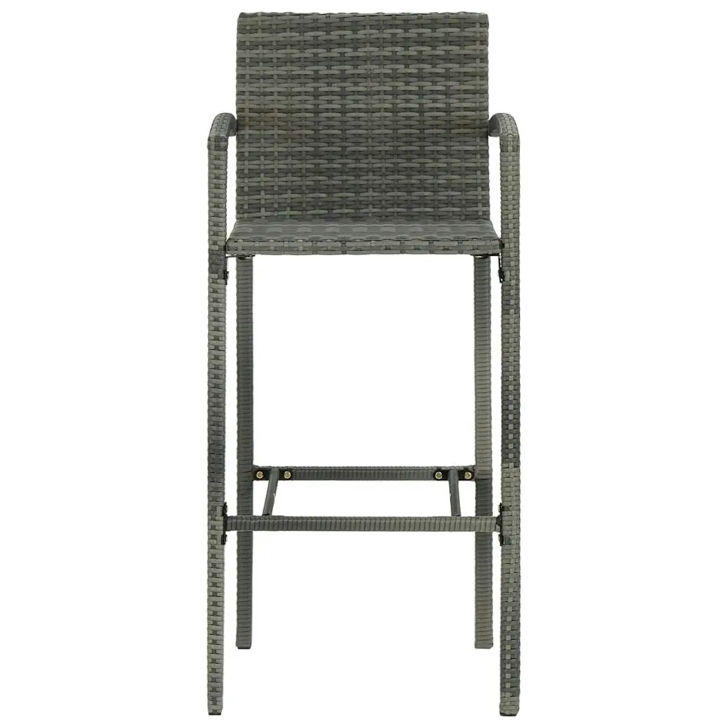 Bar Stools 2 pcs Grey Poly Rattan 313453