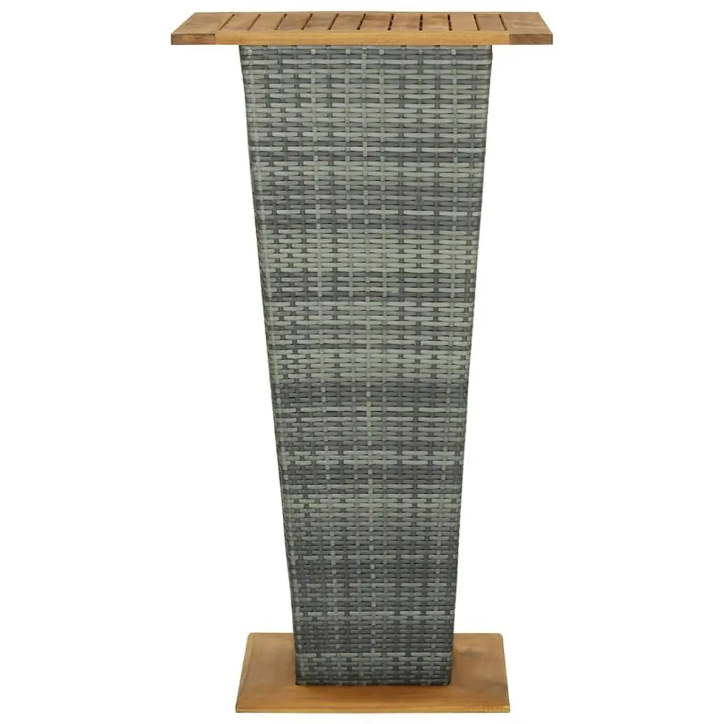 Bar Table Grey 60x60x110 cm Poly Rattan and Solid Acacia Wood 313464