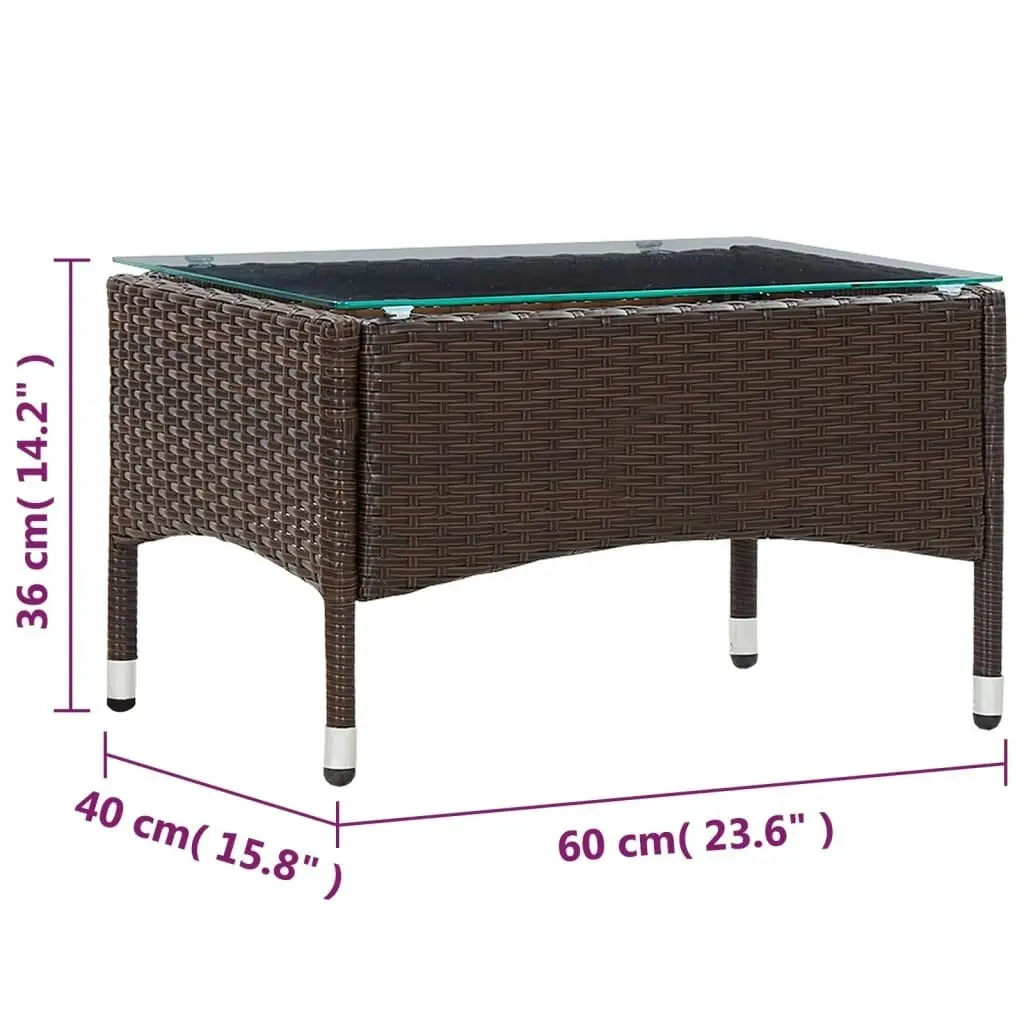 Coffee Table Brown 60x40x36 cm Poly Rattan 45906