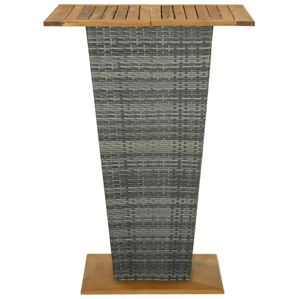 Bar Table Grey 80x80x110 cm Poly Rattan and Solid Acacia Wood 313466