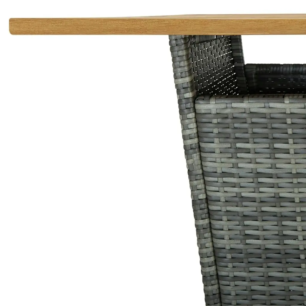 Bar Table Grey 80x80x110 cm Poly Rattan and Solid Acacia Wood 313466