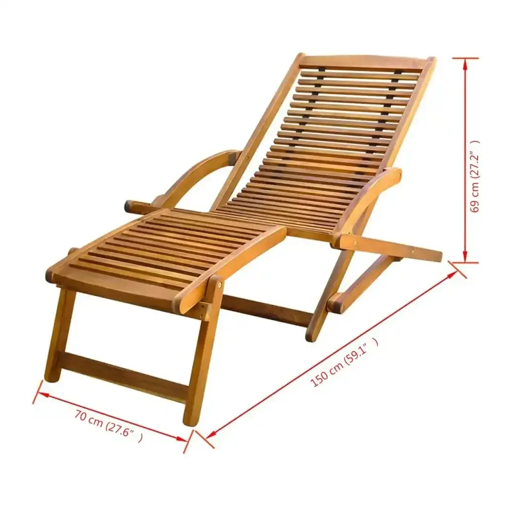 Deck Chair with Footrest Solid Acacia Wood 41806