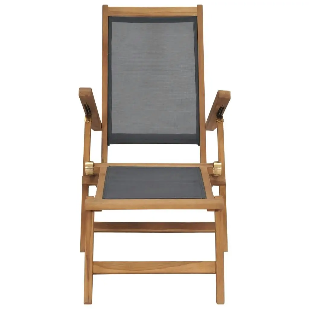 Deck Chair with Footrest Solid Teak Wood Black 47410