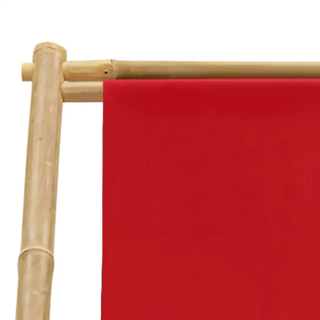 Deck Chair Bamboo and Canvas Red 318592