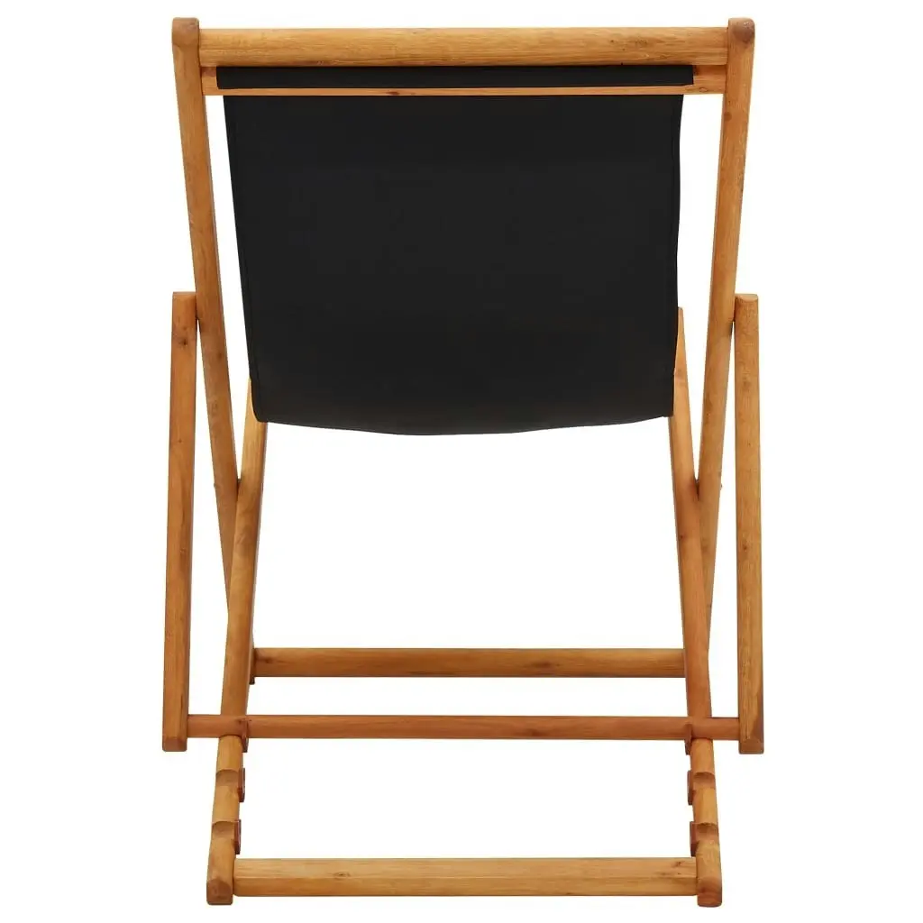 Folding Beach Chair Eucalyptus Wood and Fabric Black 310316