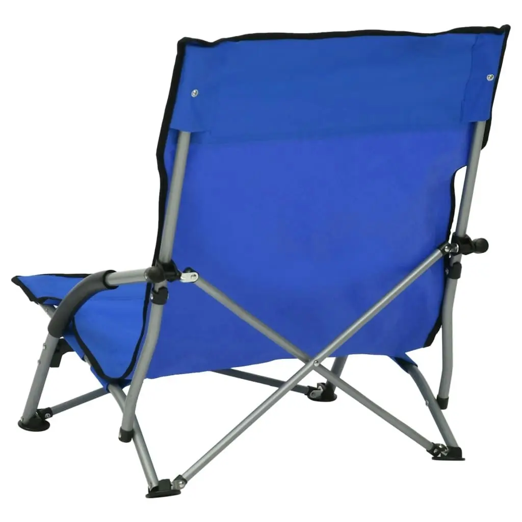 Folding Beach Chairs 2 pcs Blue Fabric 312488