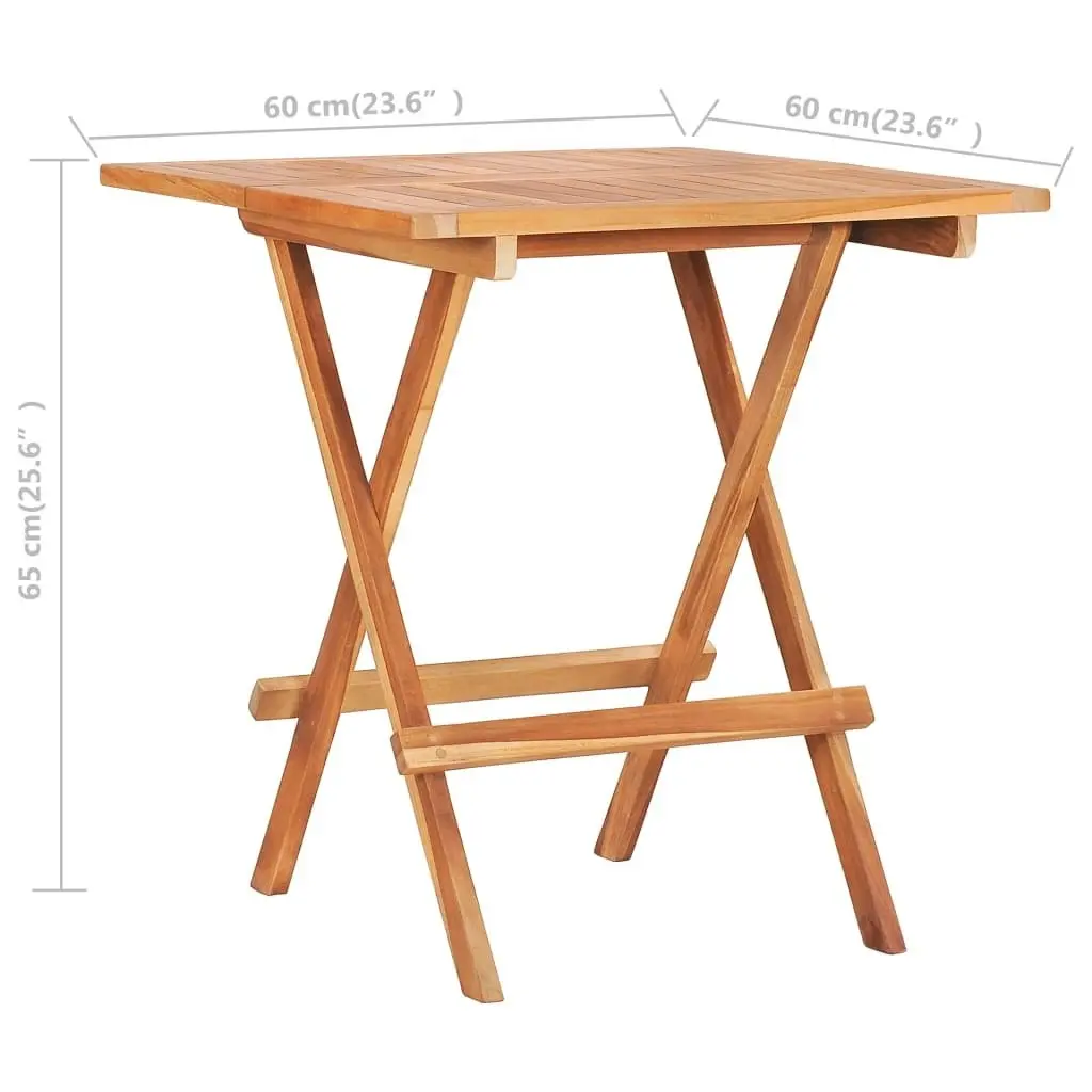 Folding Bistro Table 60x60x65 cm Solid Teak Wood 48996