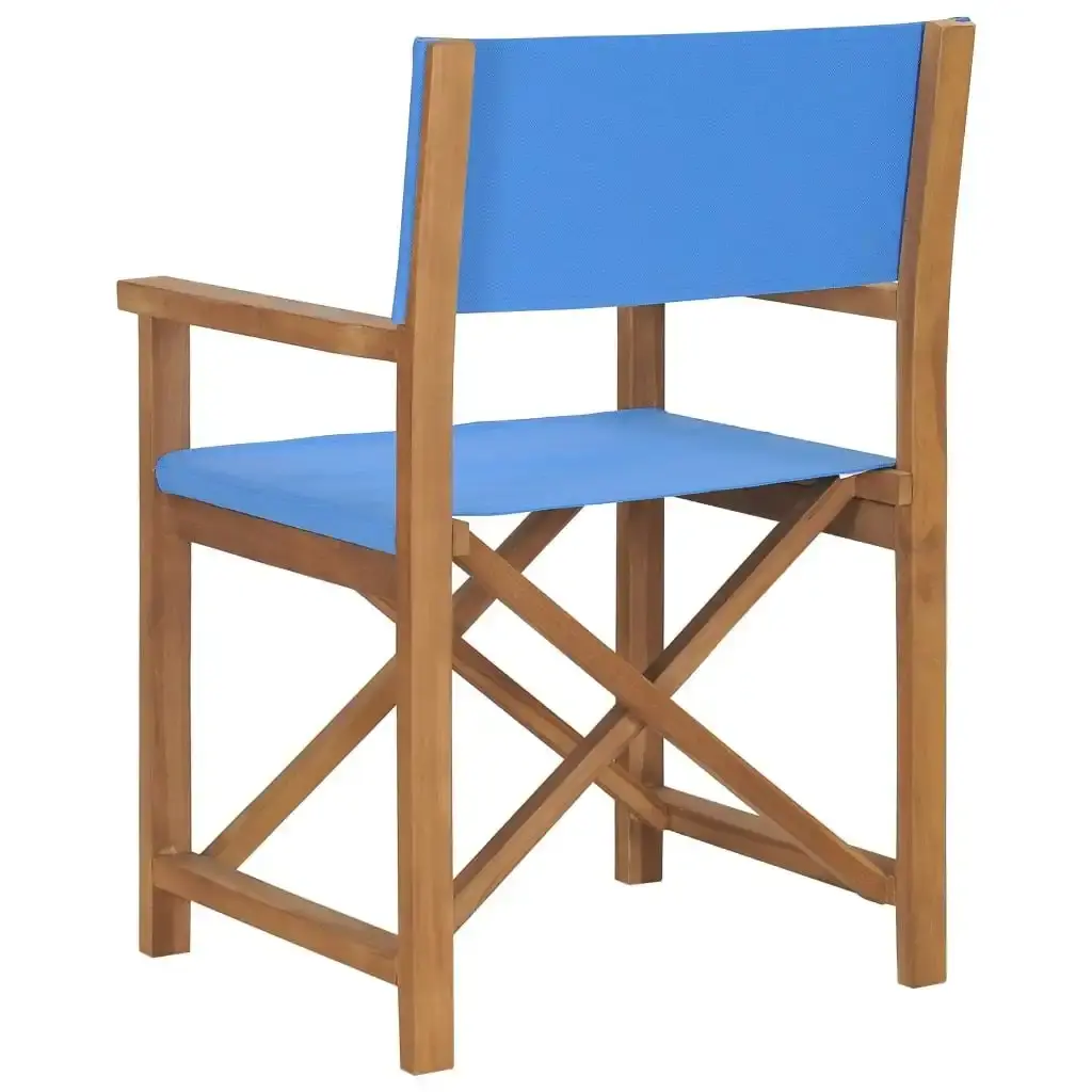 Director's Chair Solid Teak Wood Blue 47412