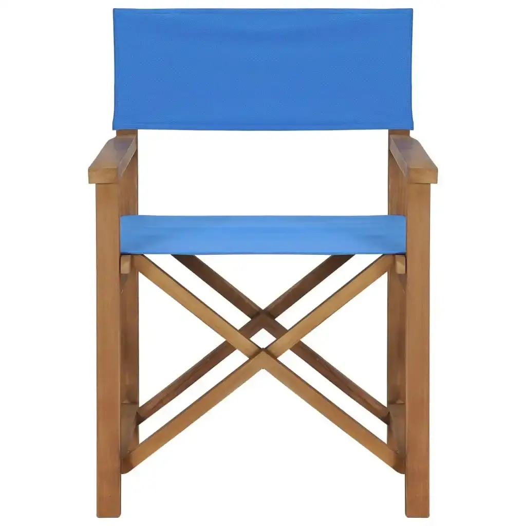 Director's Chair Solid Teak Wood Blue 47412