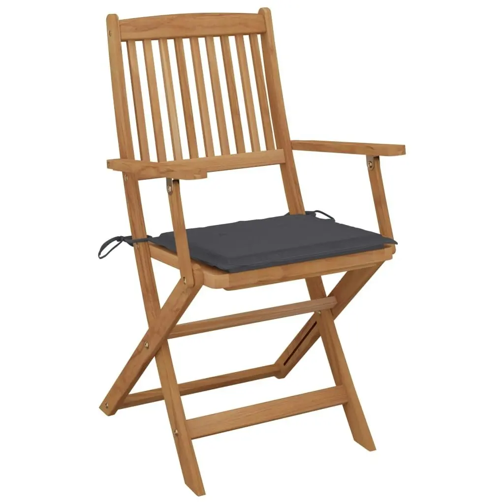 Folding Garden Chairs 2 pcs with Cushions Solid Wood Acacia 3064590