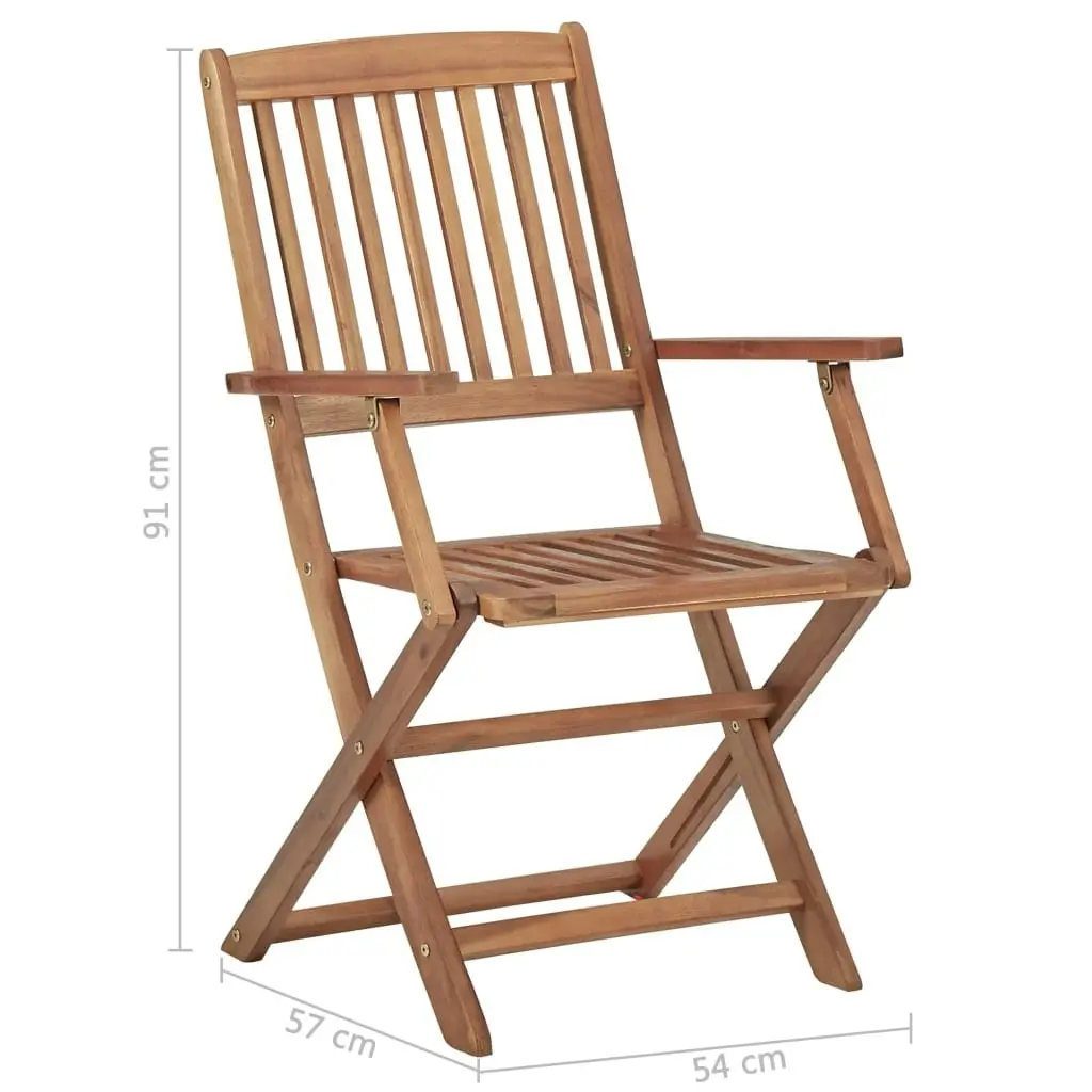 Folding Garden Chairs 2 pcs with Cushions Solid Wood Acacia 3064590