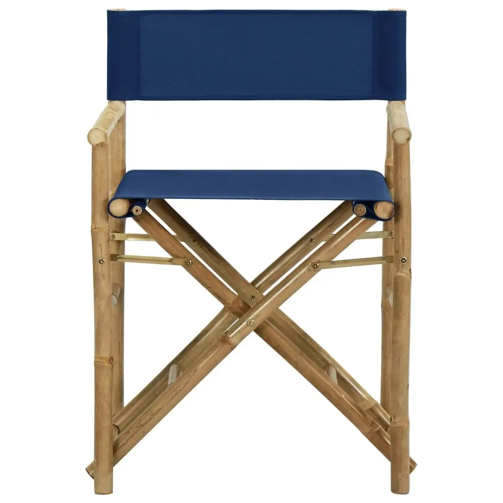 Folding Director's Chairs 2 pcs Blue Bamboo and Fabric 313030