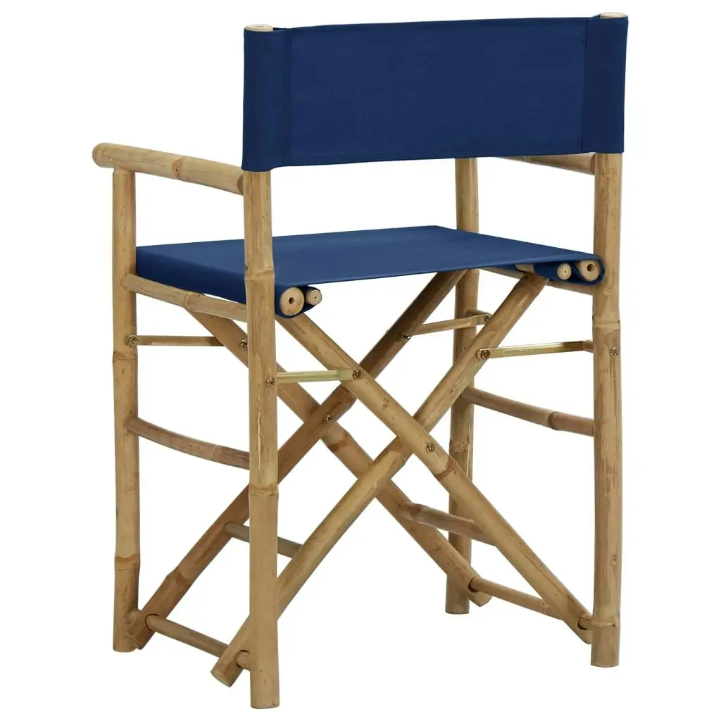 Folding Director's Chairs 2 pcs Blue Bamboo and Fabric 313030