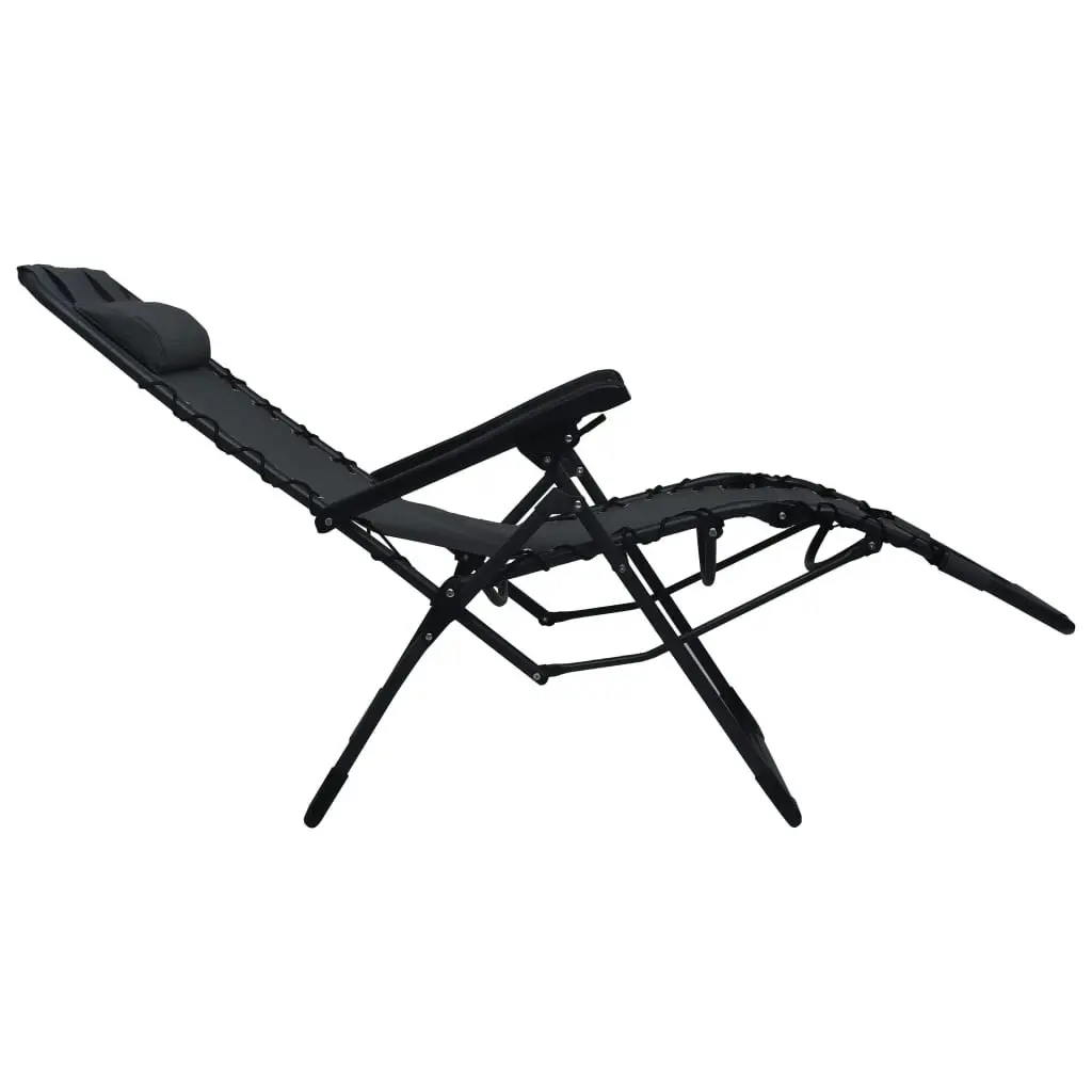 Folding Deck Chair Black Textilene 47899