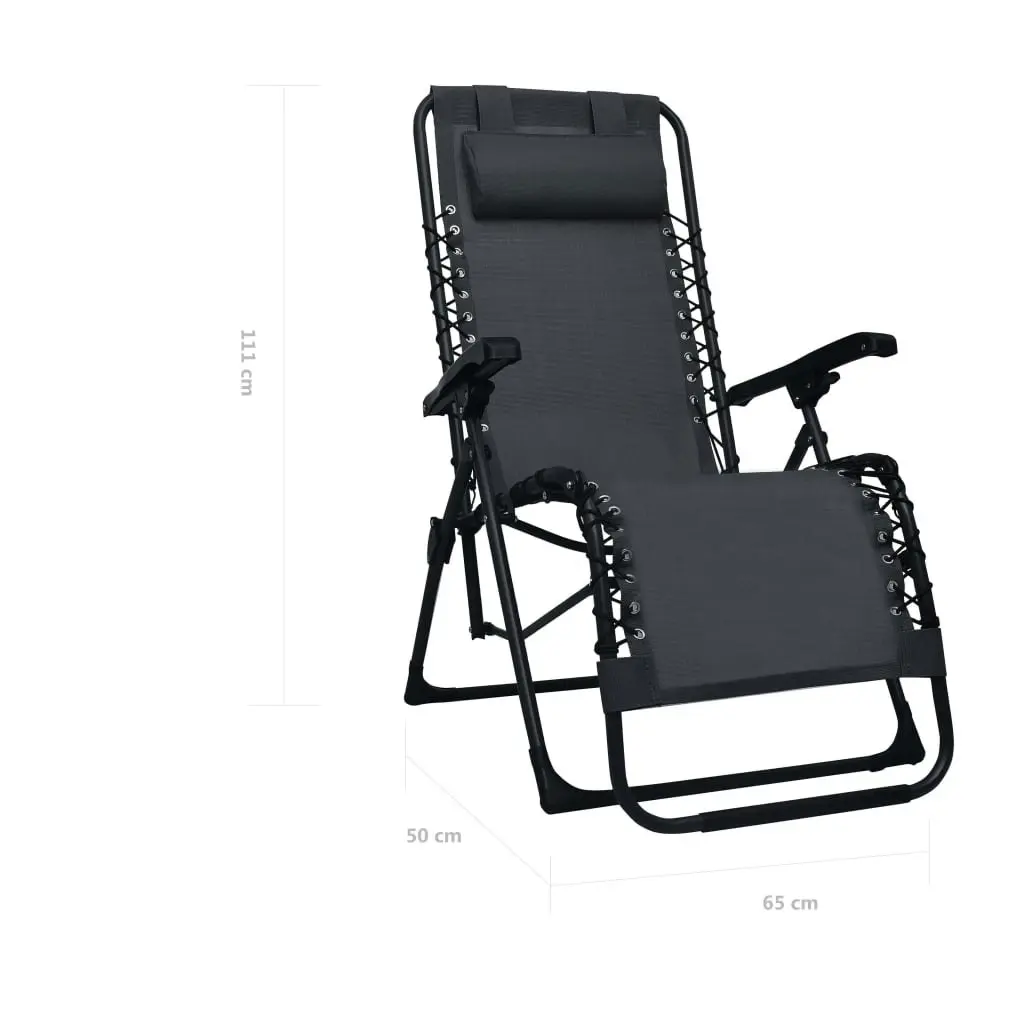 Folding Deck Chair Black Textilene 47899