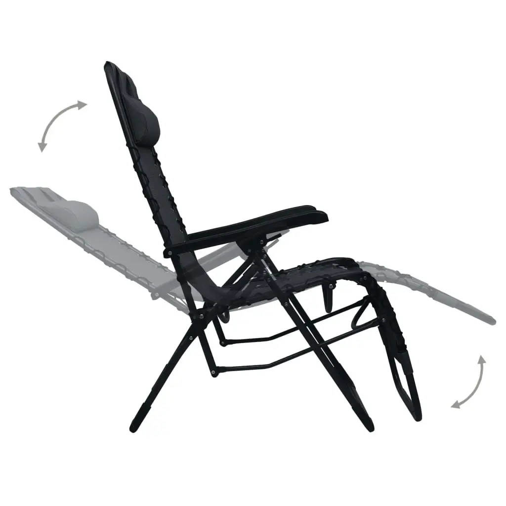 Folding Deck Chair Black Textilene 47899