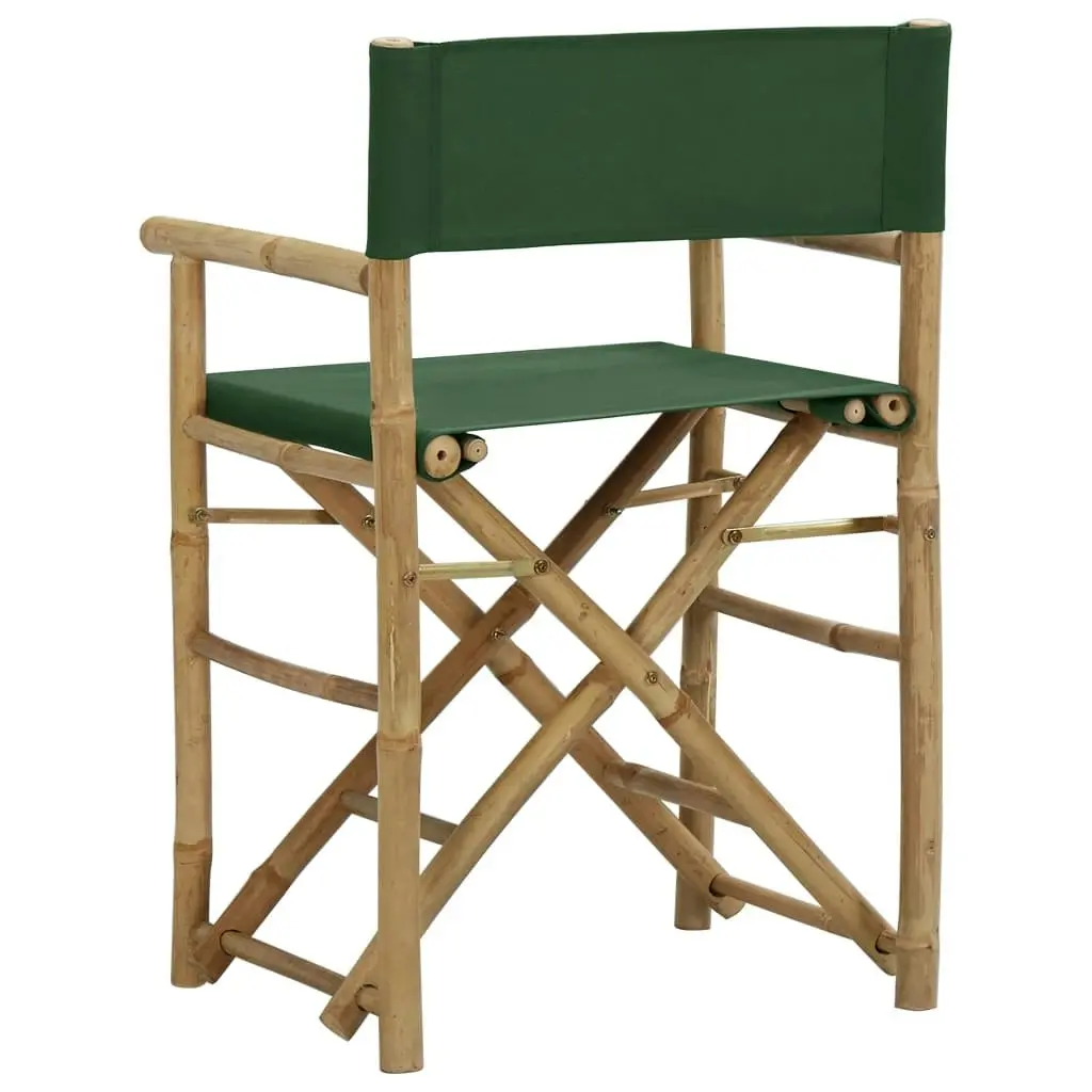 Folding Director's Chairs 2 pcs Green Bamboo and Fabric 313032