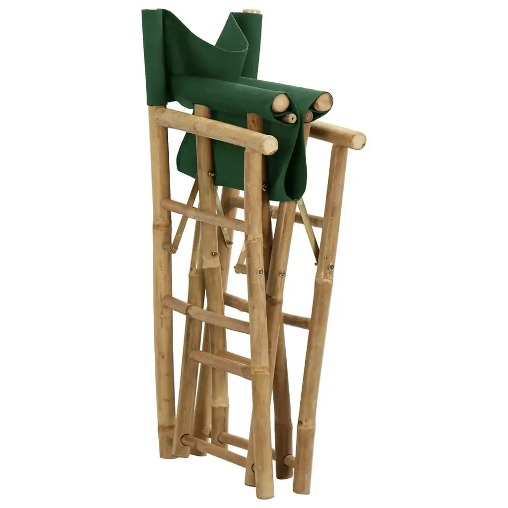 Folding Director's Chairs 2 pcs Green Bamboo and Fabric 313032