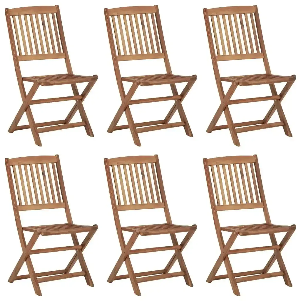 Folding Garden Chairs 6 pcs with Cushions Solid Wood Acacia 3065491