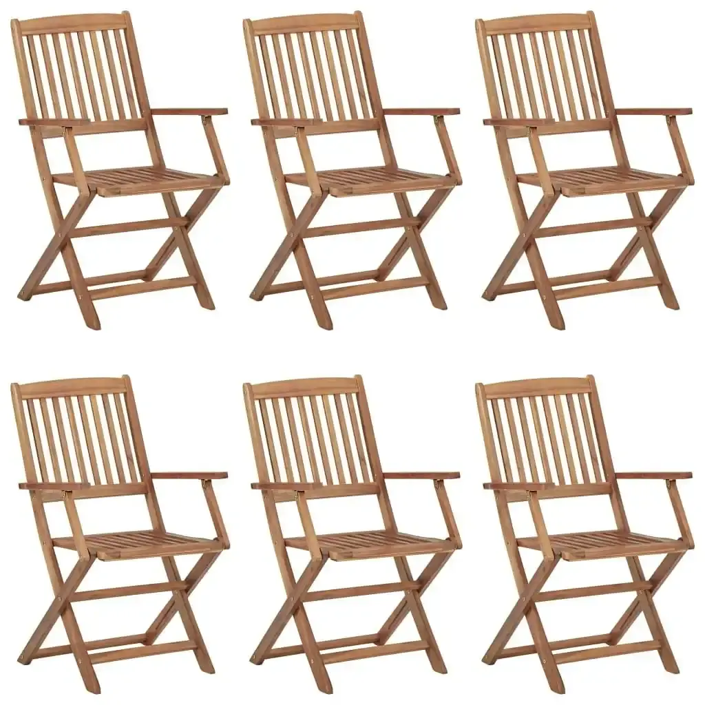 Folding Garden Chairs 6 pcs with Cushions Solid Wood Acacia 3065464