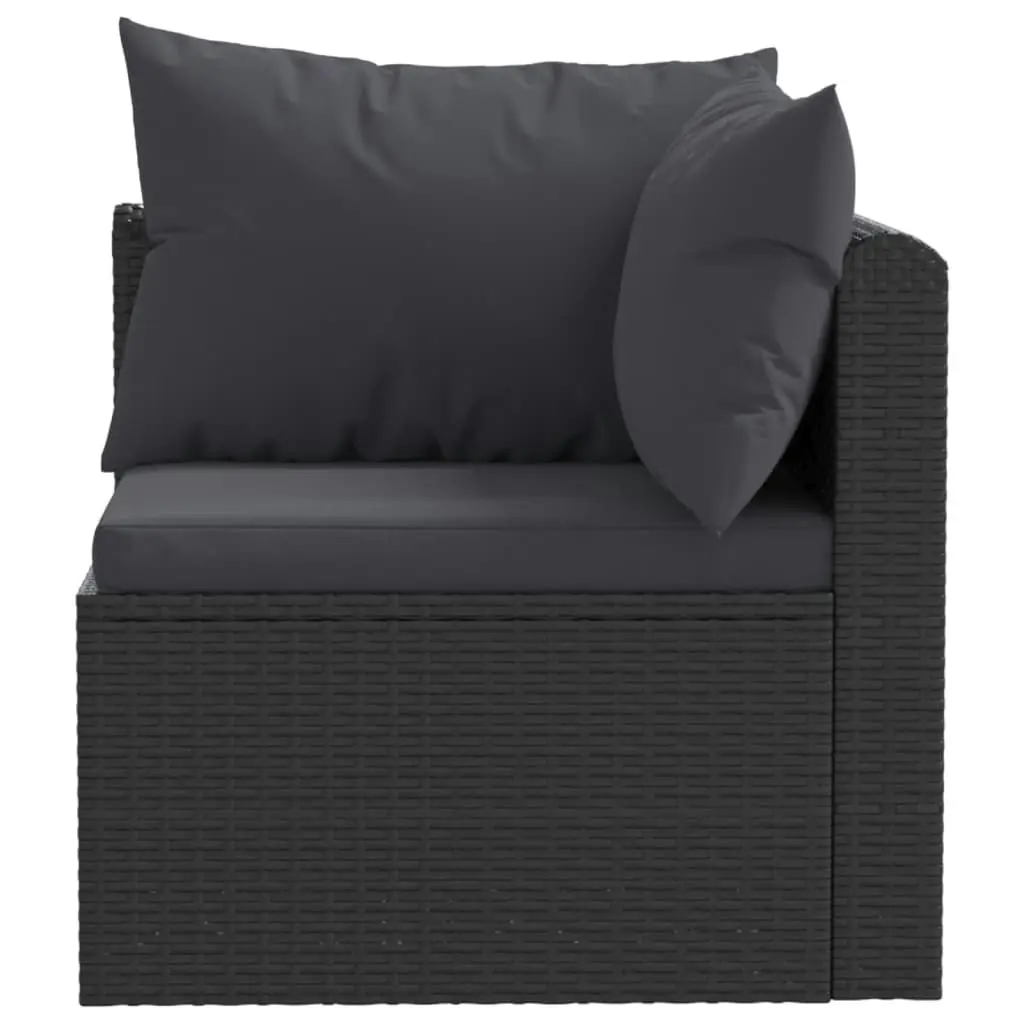 9 Piece Garden Lounge Set with Cushions Poly Rattan Black 46551