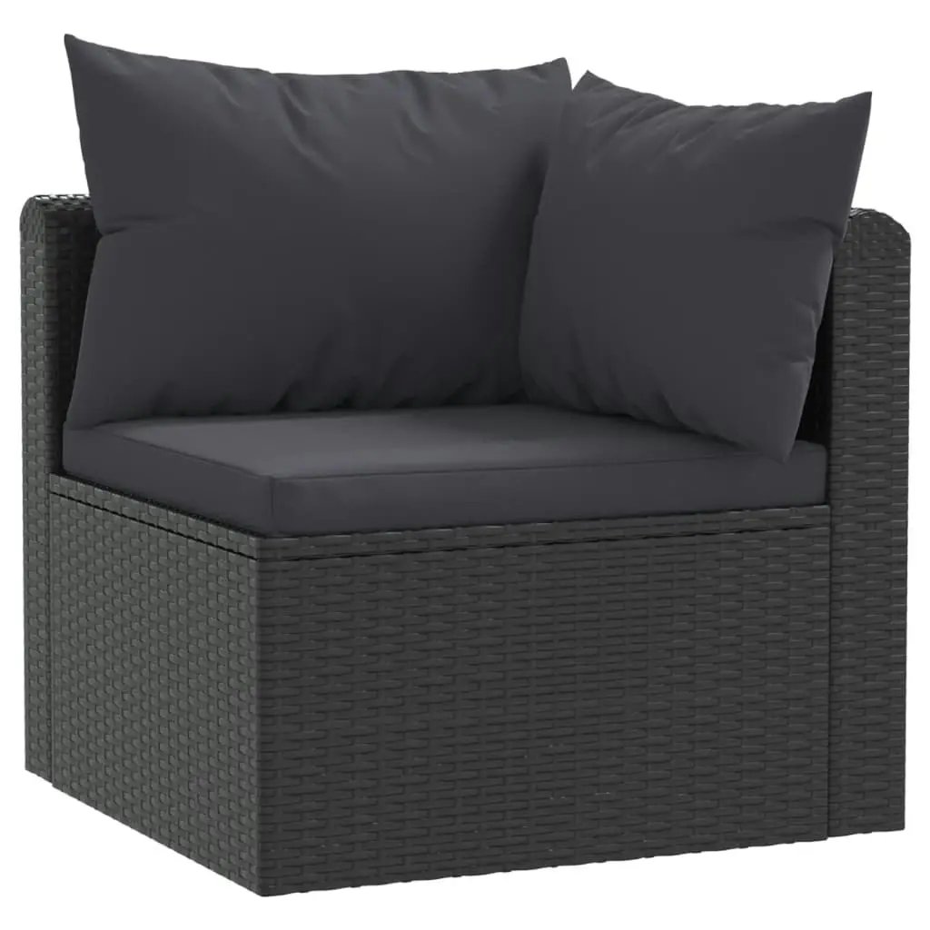 9 Piece Garden Lounge Set with Cushions Poly Rattan Black 46551