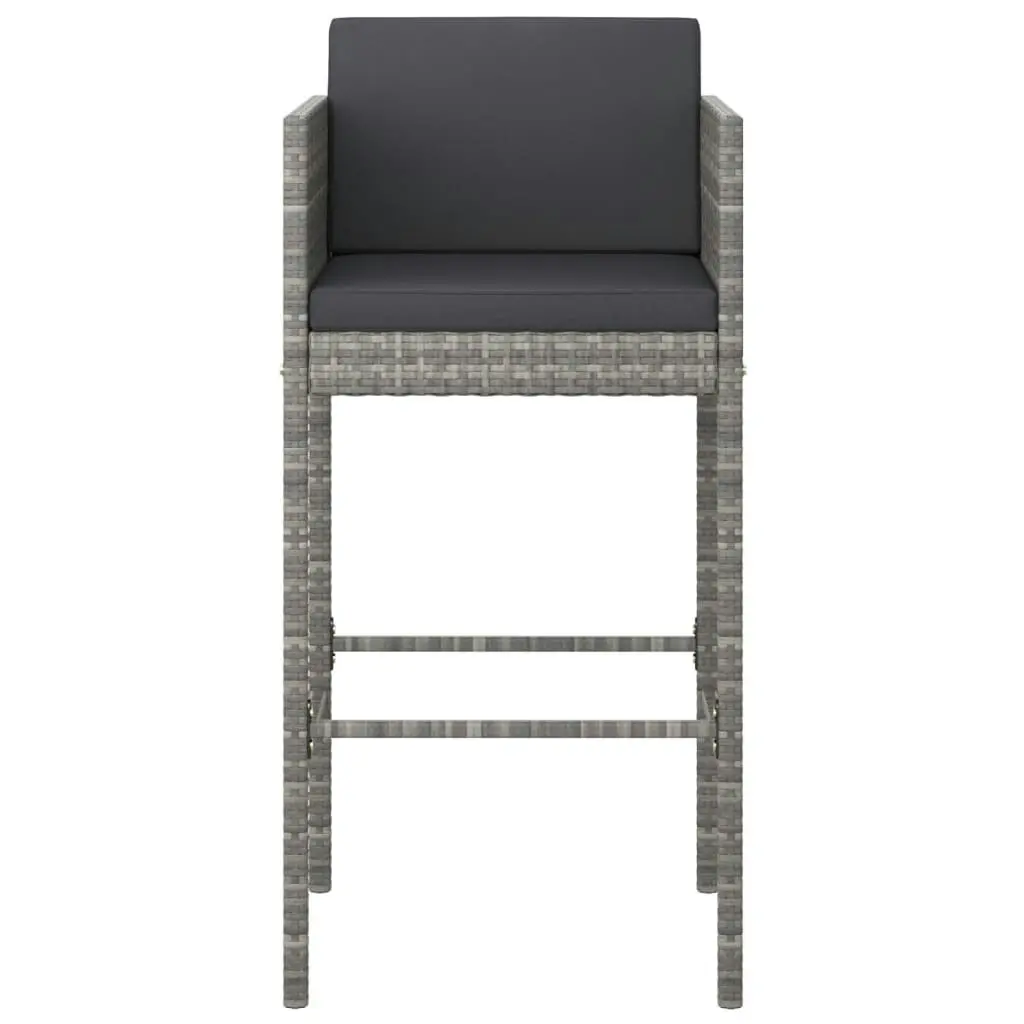 Bar Stools 2 pcs with Cushions Grey Poly Rattan 316658