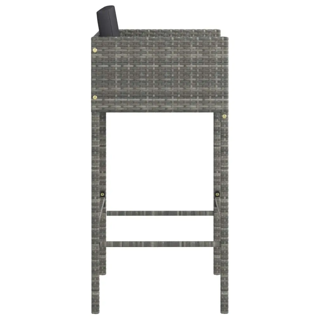 Bar Stools 2 pcs with Cushions Grey Poly Rattan 316658