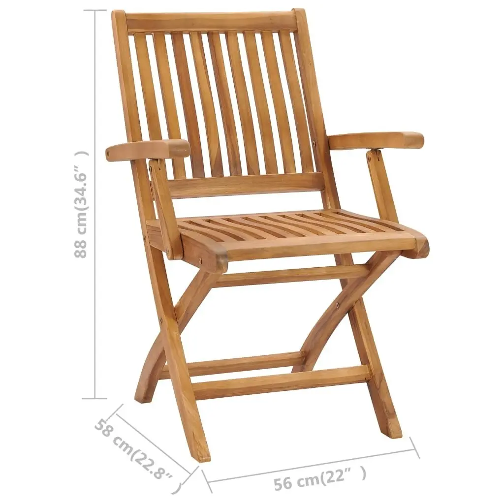 Folding Garden Chairs with Cushions 6 pcs Solid Teak Wood 3072751