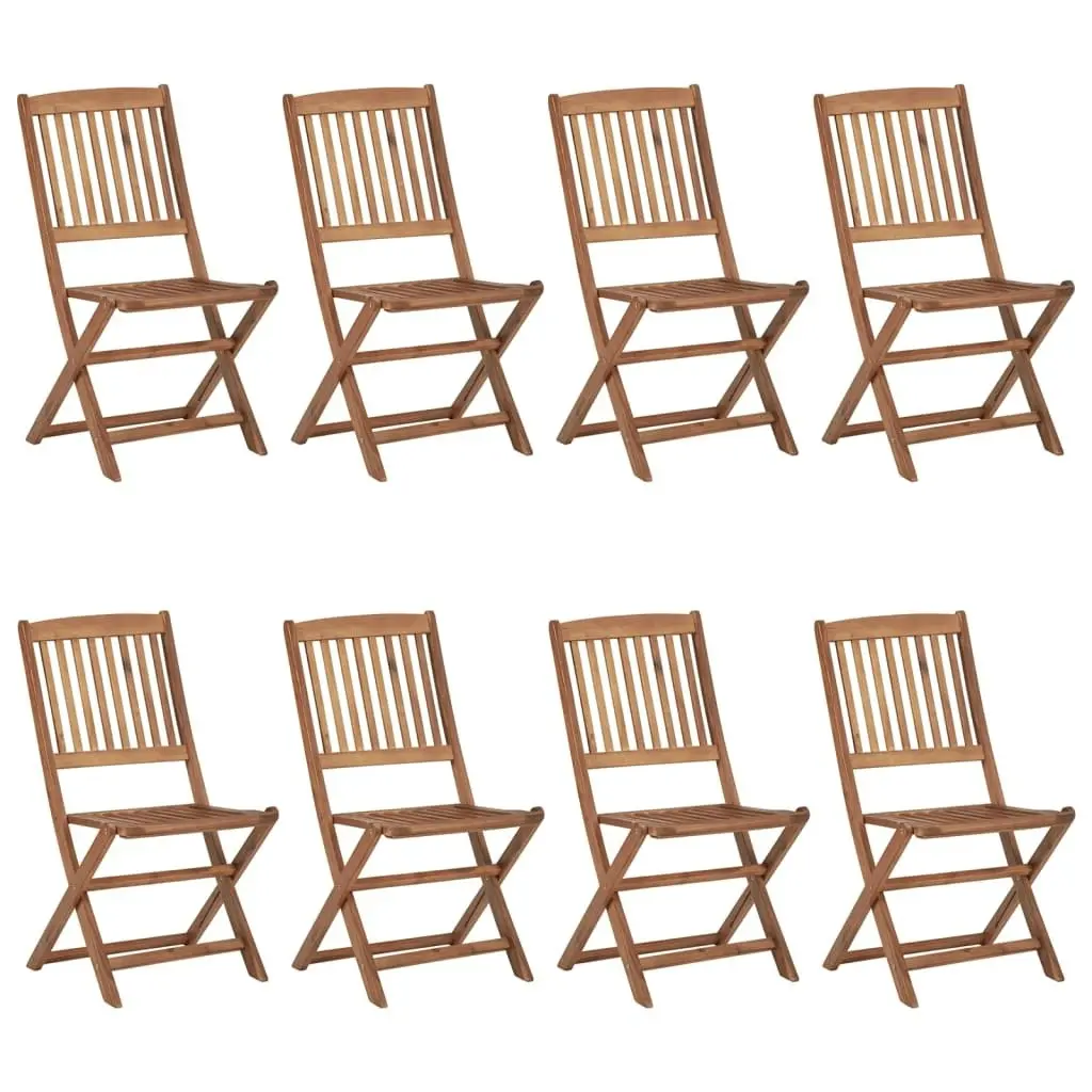 Folding Garden Chairs 8 pcs with Cushions Solid Acacia Wood 3075024