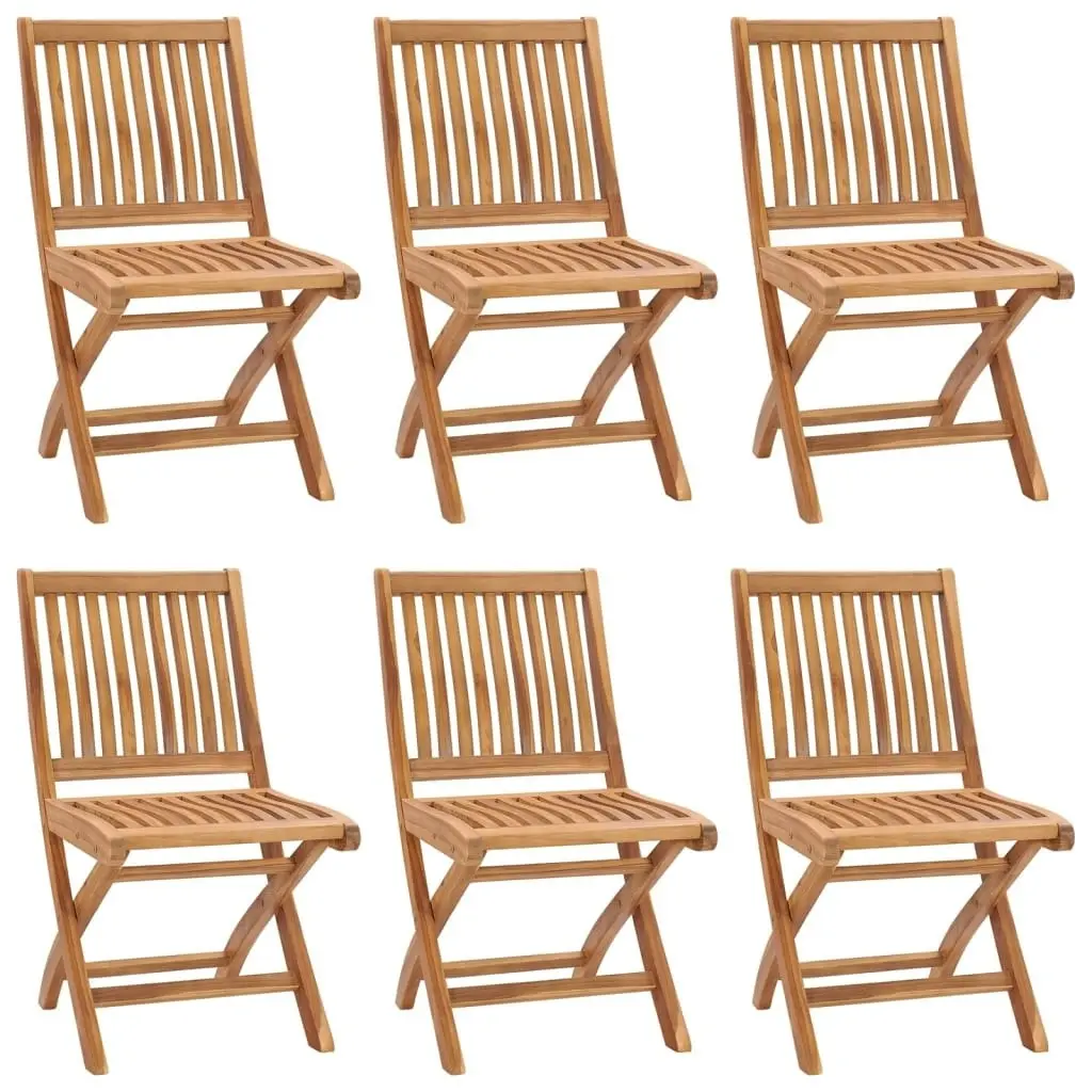 Folding Garden Chairs with Cushions 6 pcs Solid Teak Wood 3072834