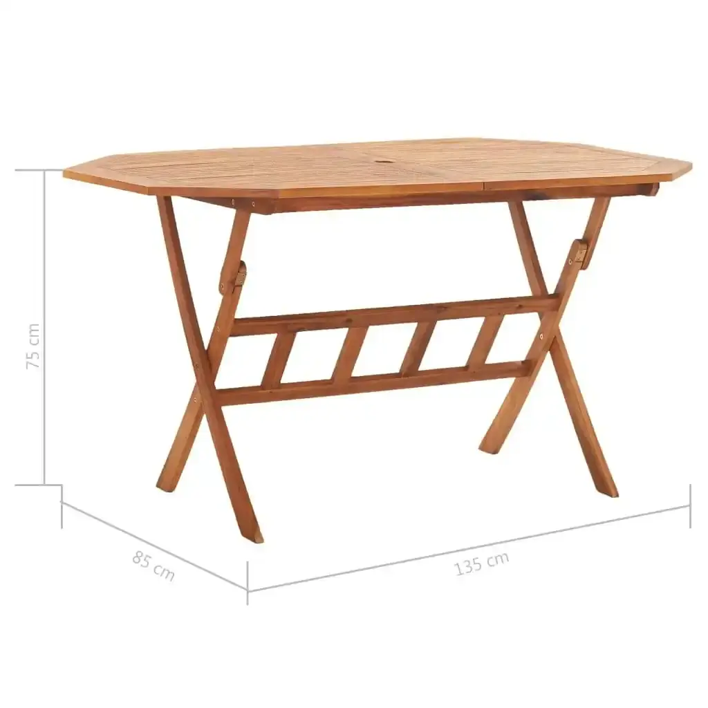 Folding Garden Table 135x85x75 cm Solid Acacia Wood 46657