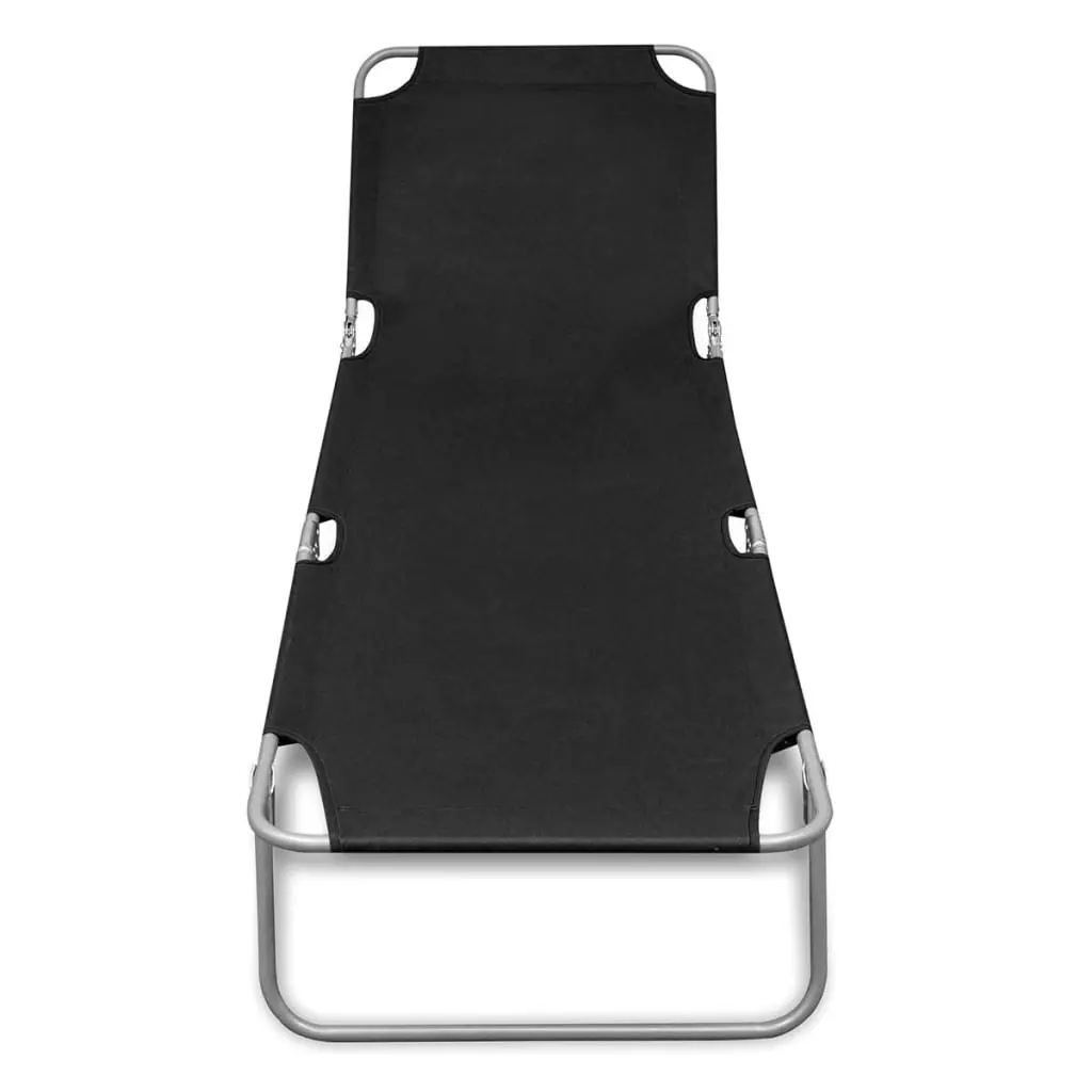 Folding Sun Lounger Powder-coated Steel Black 41478