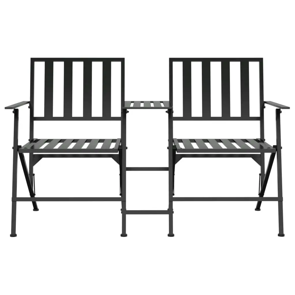 Folding 2-Seater Garden Bench 137 cm Black Steel 318820