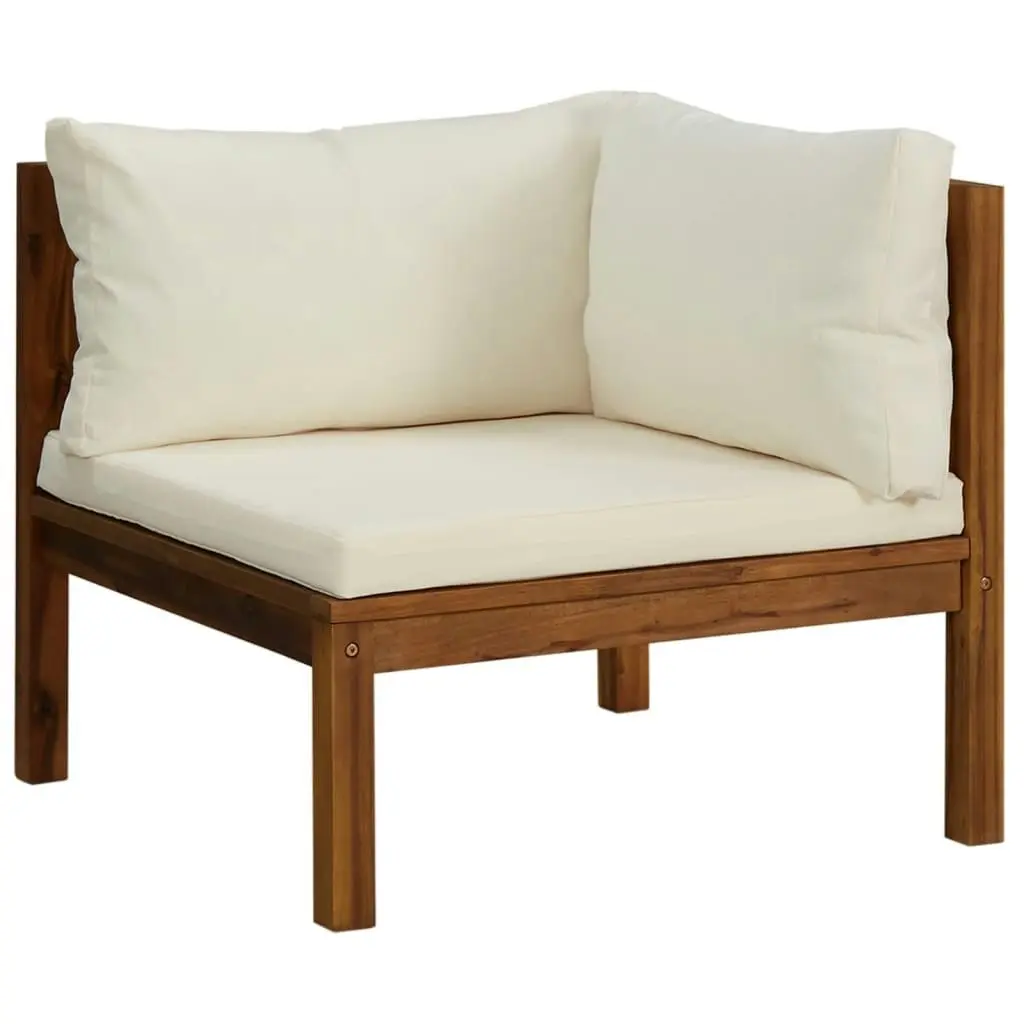 Corner Sofas 2 pcs with Cream White Cushions Solid Acacia Wood 316279