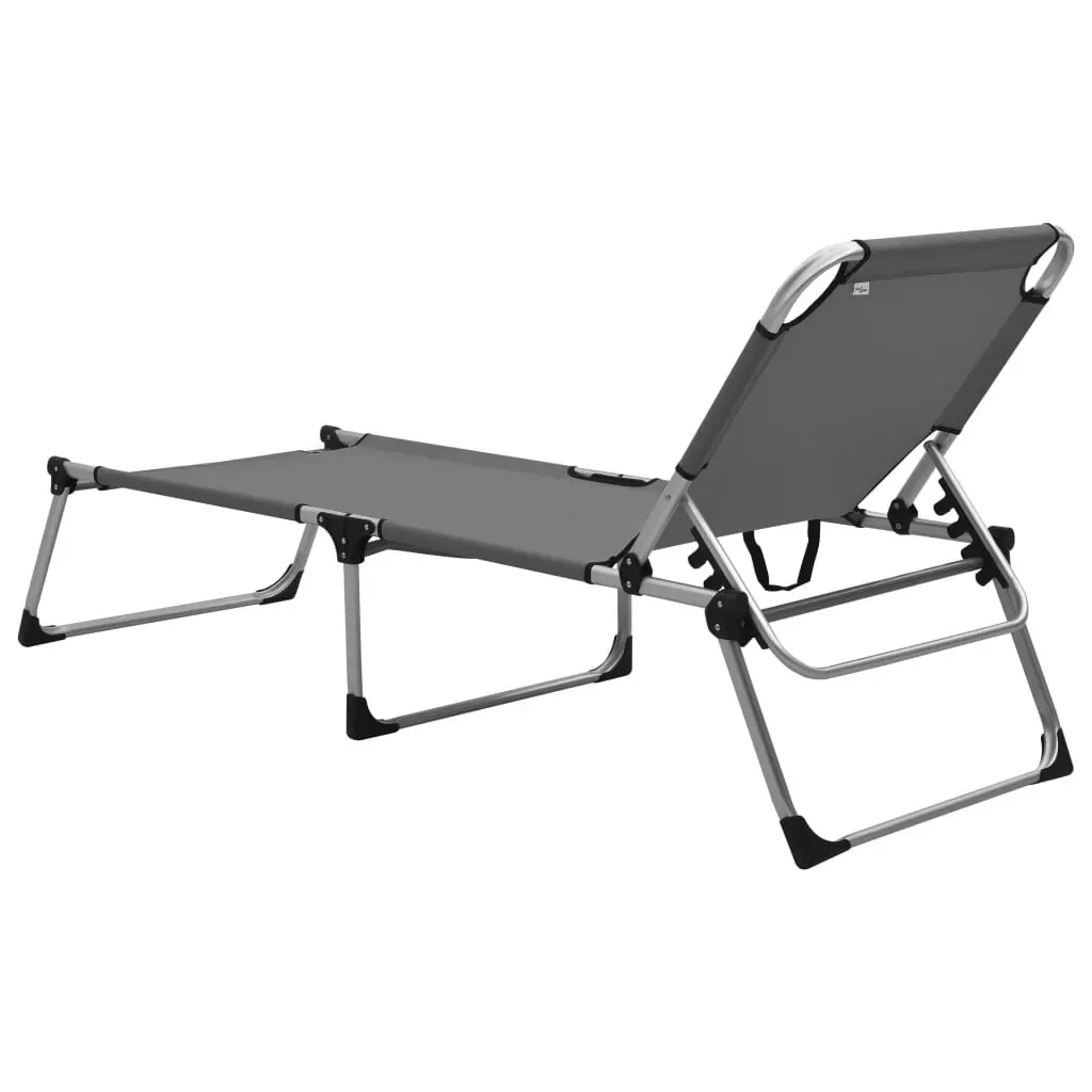 Extra High Folding Senior Sunbed Grey Aluminium 47915