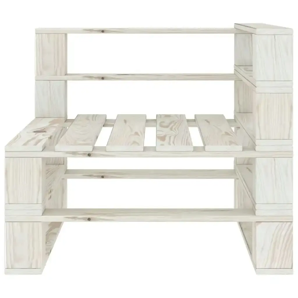 Garden 2-Seater Pallet Sofa White Solid Pinewood 3081761