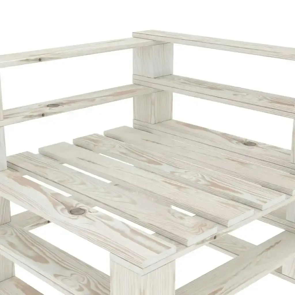 Garden 2-Seater Pallet Sofa White Solid Pinewood 3081761