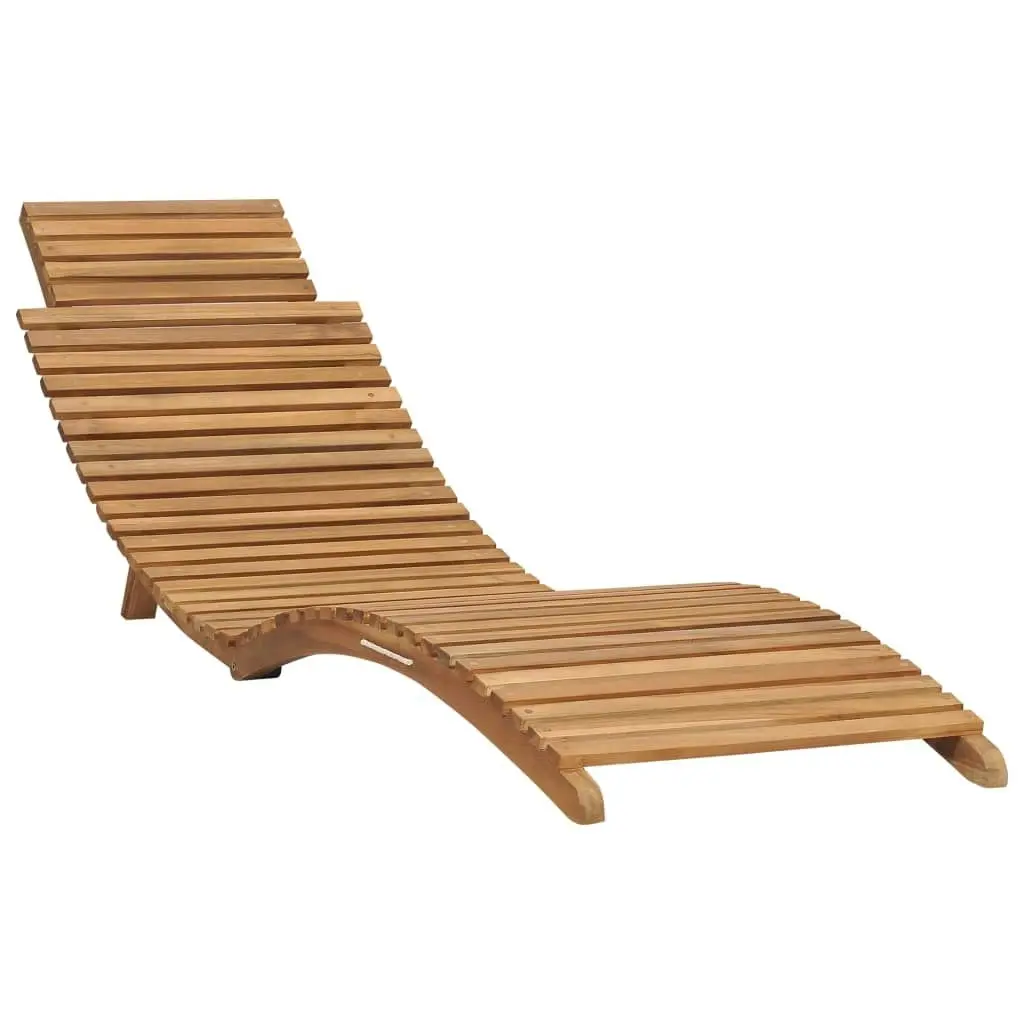 Folding Sun Lounger with Table Solid Teak Wood 310666