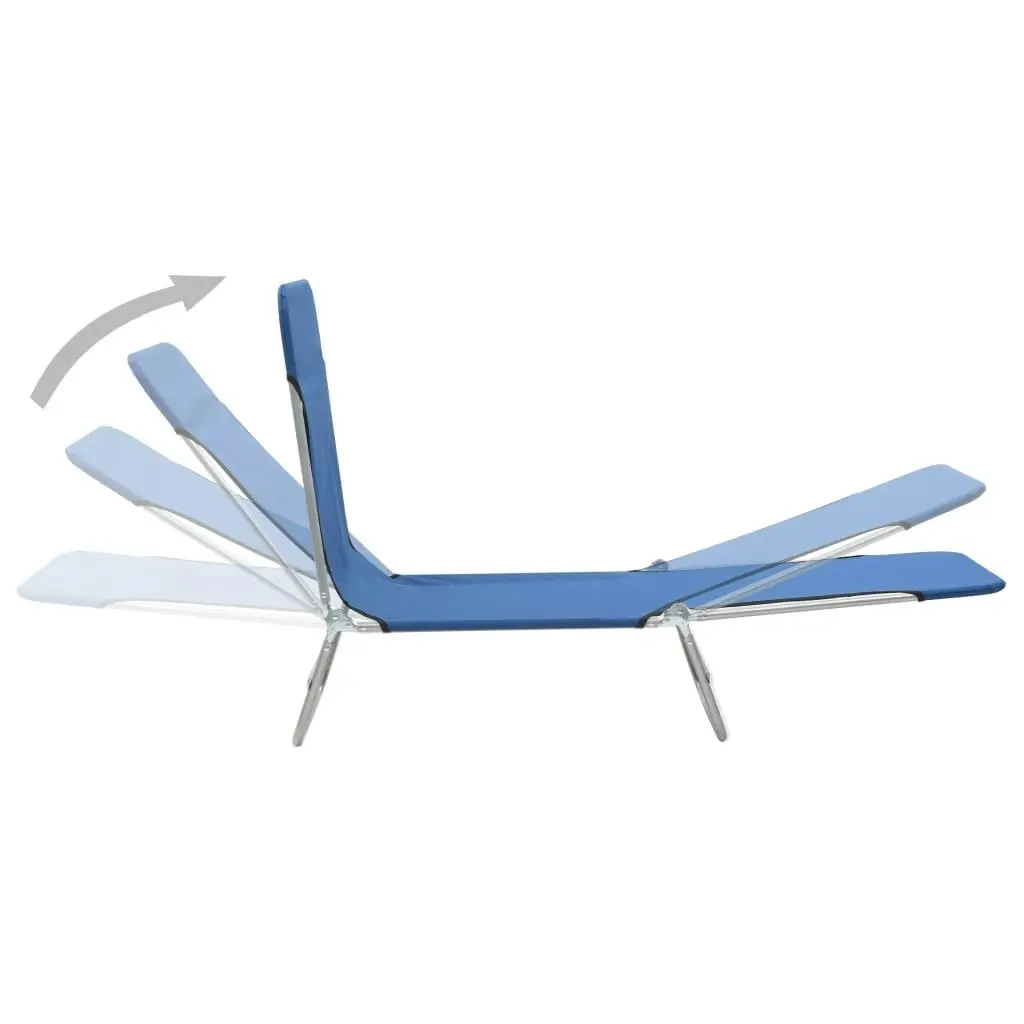 Folding Sun Loungers 2 pcs Steel and Fabric Blue 44299