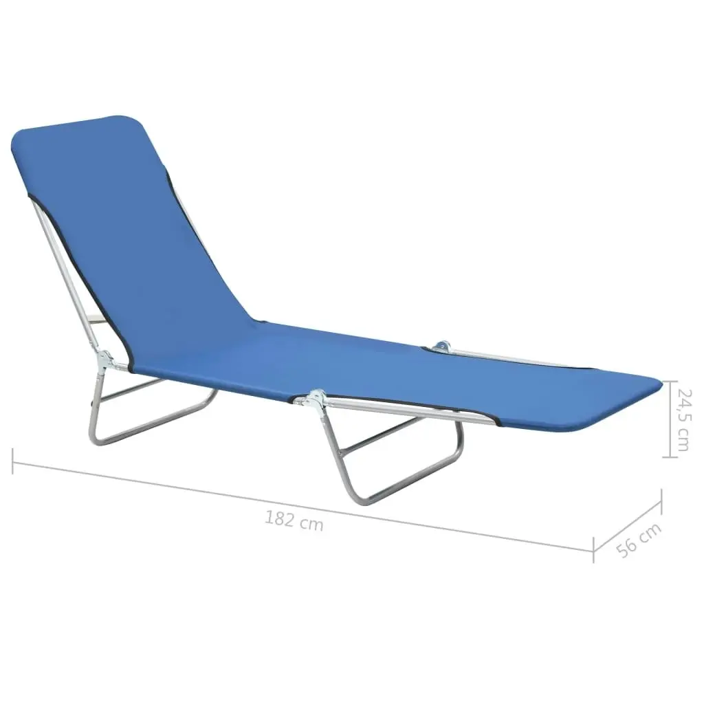 Folding Sun Loungers 2 pcs Steel and Fabric Blue 44299