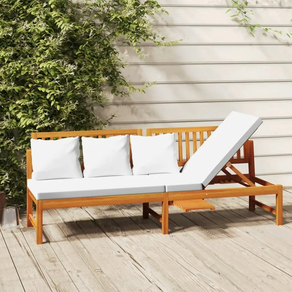 Day Bed with Cream Cushion 200x60x75 cm Solid Wood Acacia 312144