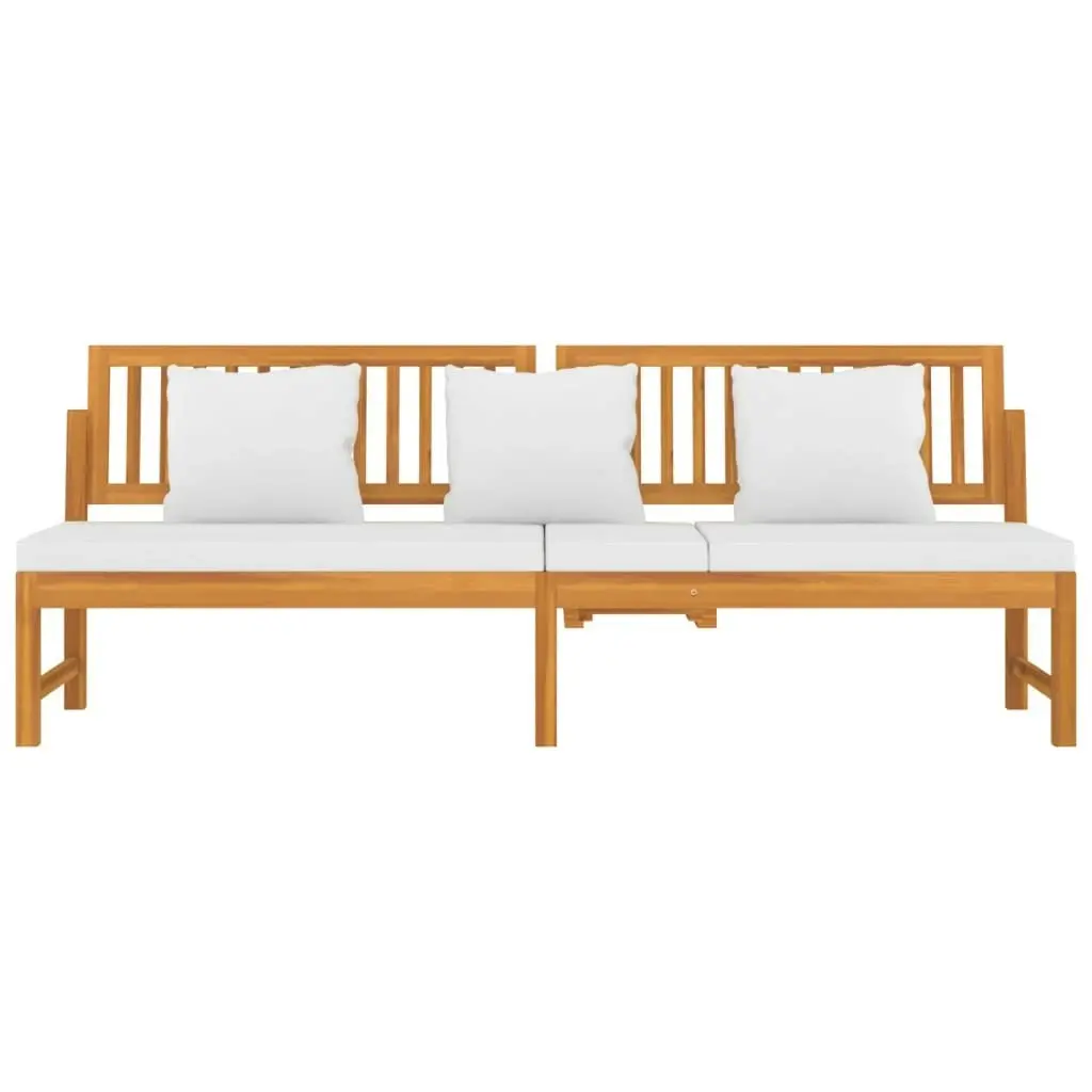 Day Bed with Cream Cushion 200x60x75 cm Solid Wood Acacia 312144