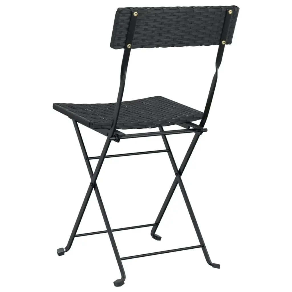 Folding Bistro Chairs 8 pcs Black Poly Rattan and Steel 3152114